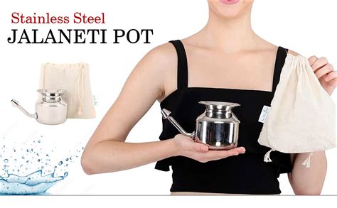 Buy HealthAndYoga® SteloKleen Stainless Steel Jala Neti Pot (500ml ...