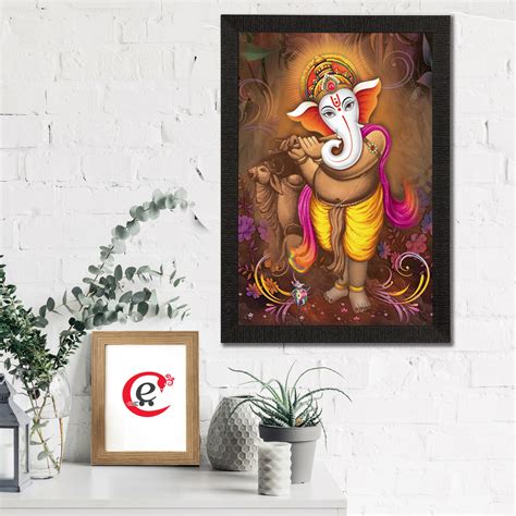 Lord Ganesha Satin Matt Texture UV Art Painting - eCraftIndia Online