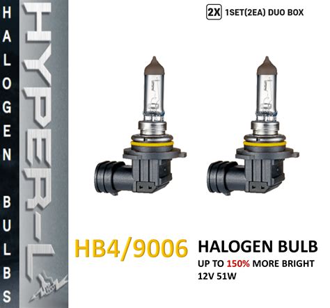 9006(HB4)Halogen 12V 51W Super Bright Upgrade Headlight Bulb - Pack of ...