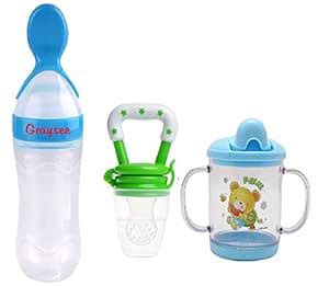 Buy GRAYSEE Combo of 3 Baby Safe Silicone Squeeze Fresh Food Feeder ...