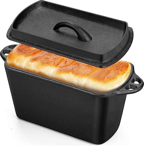 Amazon.com: Teenyyou Cast Iron Bread Loaf Pan with Lid 8 x 4.9 x 4.3 ...
