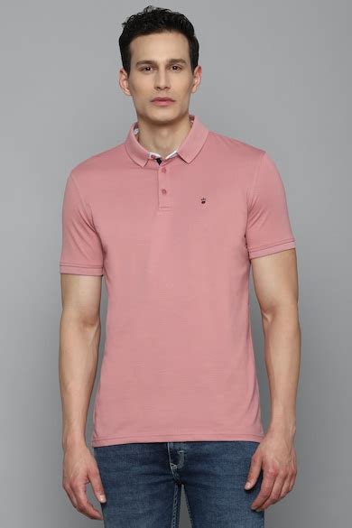 Buy Men Pink Solid Polo Neck T-shirt Online - 748460 | Louis Philippe