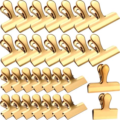 Therwen 30 Pieces 3 Inch and 1.6 Inch Stainless Steel Gold Bag Clips ...