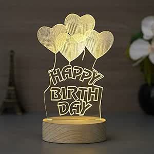 Buy eCraftIndia Acrylic Wooden Base Happy Birthday Heart Balloons ...