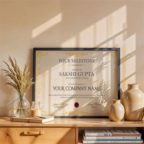 Buy Personalized Work Anniversary Certificate online from Adefex Store