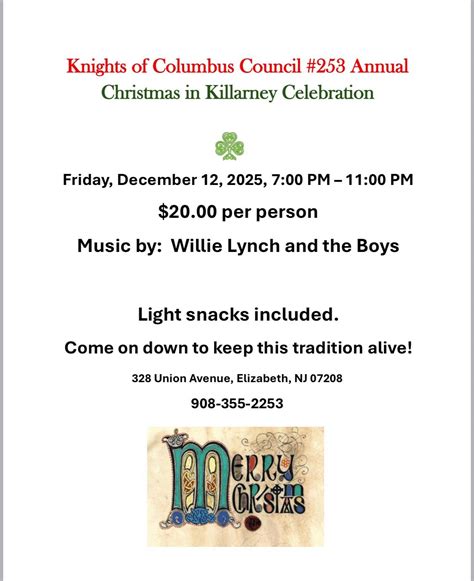 Christmas in Killarney, Knights of Columbus, Elizabeth, 12 December ...