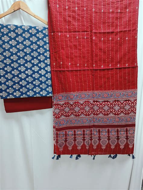 Ajrakh print cotton top With ajrakh mirror work dupatta – thecotlin