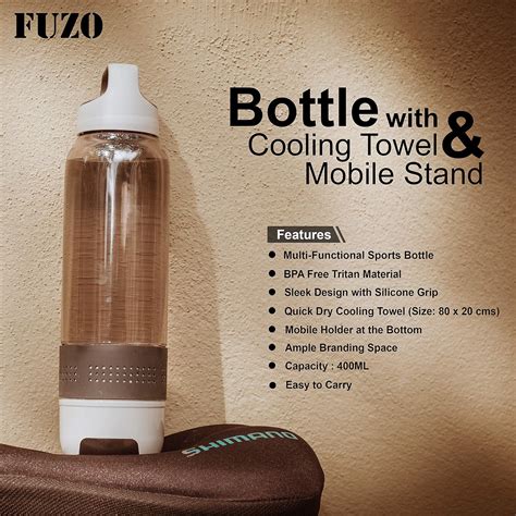 Fuzo H2Go BPA Water Bottle with Cooling Towel & Mobile Stand ...