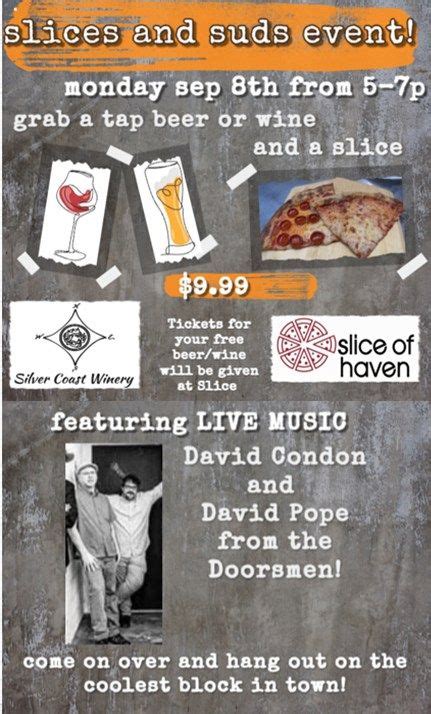 SLICES and SUDS (co-hosted by Silver Coast Winery and Slice of Haven ...