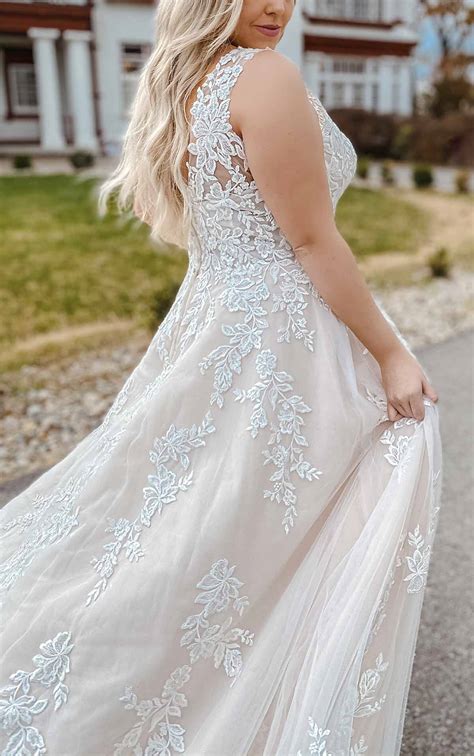7169+ | Stella York | Romantic Lace Plus Size Wedding Dress with Long Sleeves | True Society ...