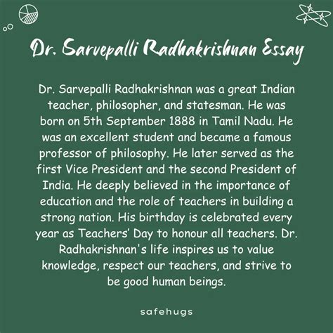 Dr Sarvepalli Radhakrishnan Essay: 100, 200, 500 Words