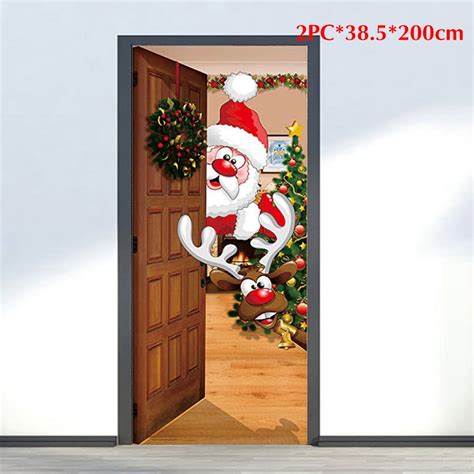 2pcs Santa Cluas Christmas Sticker Waterproof Window Decal Self ...