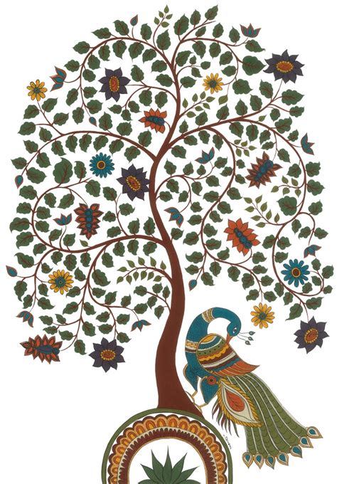 Kalamkari Tree of Life With Peacock Handpainted Original - Etsy India