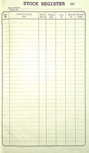 Generic Stock Book Register/Inventory Accounting/Ledger Green Color ...