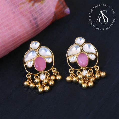 Gold Plated Silver Drop Earrings | Stylish Gold Plated Silver Studs ...