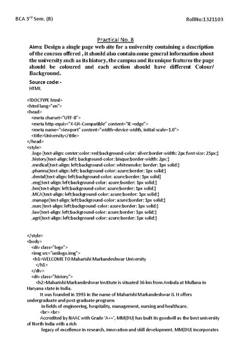 Web Design Practical Assignments 8-13 - Milan - Studocu