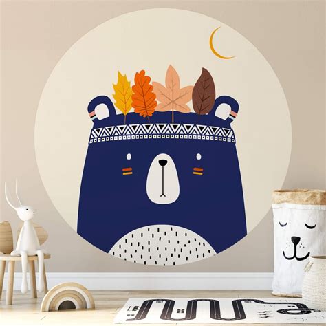 Round wall mural Kubistika - Little Indian - non self-adhesive/self ...