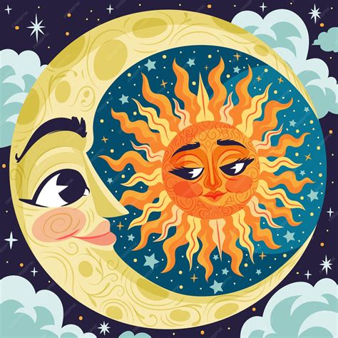 Free Vector | Hand drawn sun and moon drawing illustration