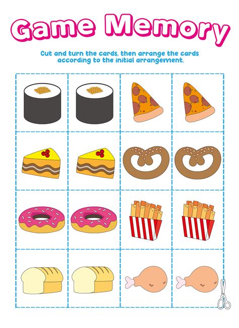 Foods Memory Matching Card Game Stages Learning Materials