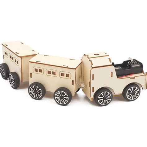 DIY Wooden Electric Train STEM Kit Mini Wooden Jigsaw Train Kit – REES52