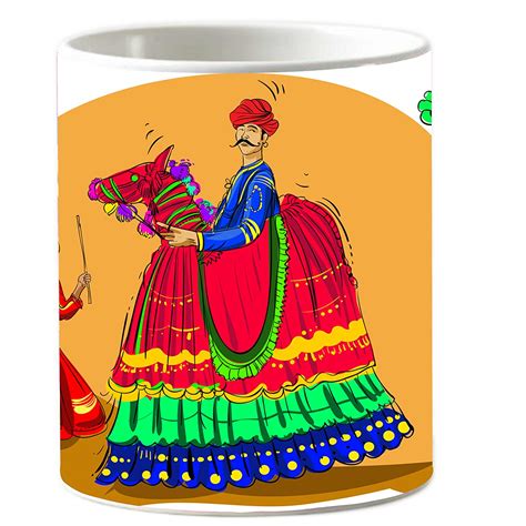 Buy Saltine Multicolor Ceramic 350 ml Folk Design Coffee Mug (Matte ...