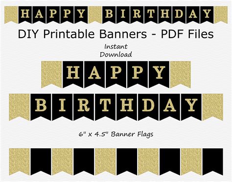 Cutout Happy Birthday Banner Printable Black And White - Printable ...