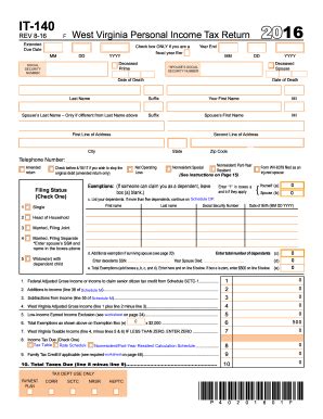 2016 Form WV DoR IT-140 Fill Online, Printable, Fillable, Blank - pdfFiller