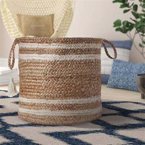 Beige & White Handcrafted Jute Planter & Storage Basket - Multiple Siz ...