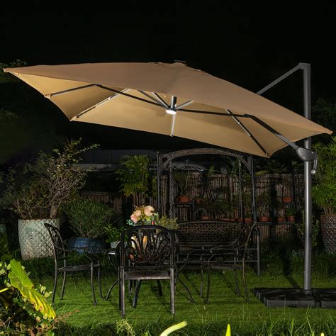 Buy Sunnyglade 10x13ft Solar Powered LED Cantilever Patio Umbrella ...