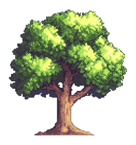 Vibrant pixel art tree with lush green canopy | Premium AI-generated image