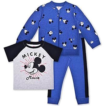 Buy Disney’s Mickey Mouse Zip Up Jacket, Shirt and Jogger Pant Set for ...