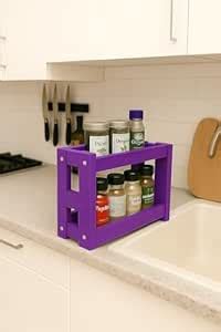 2 Tier Spice Rack Organizer, Purple, Countertop Storage, Kitchen ...