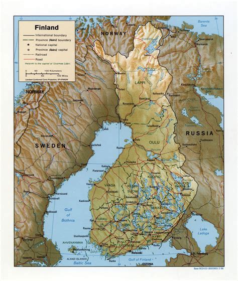 Large detailed political and administrative map of Finland with relief - 1996 | Finland | Europe ...