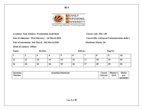 PEL 130 Advanced Communication SET A Academic Task Sample - Studocu