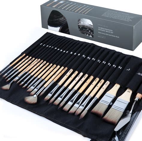 Artify 24 Pieces Paint Brush Set Expert Series Enhanced Synthetic ...