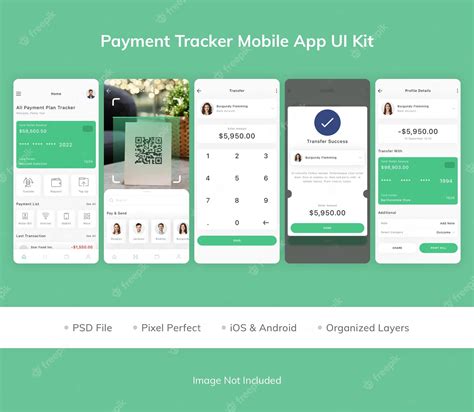 Payment tracker mobile app ui kit | Premium PSD