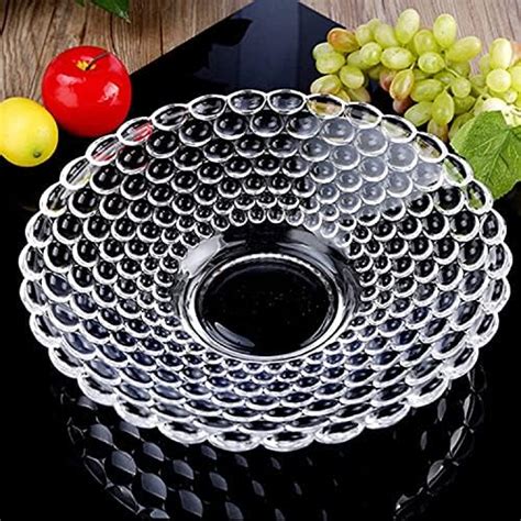 Buy KEXES Glass Fruit Bowl Plate for Dining Table Classic Bubble Design ...
