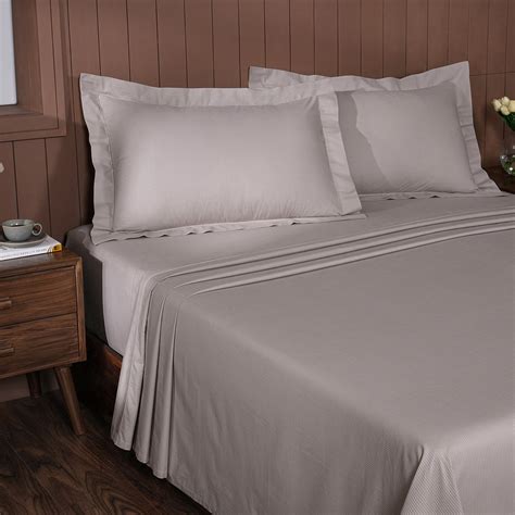 Buy Aurelius Self Jacquard 100% Cotton Grey Bed Sheet with Pillow Case