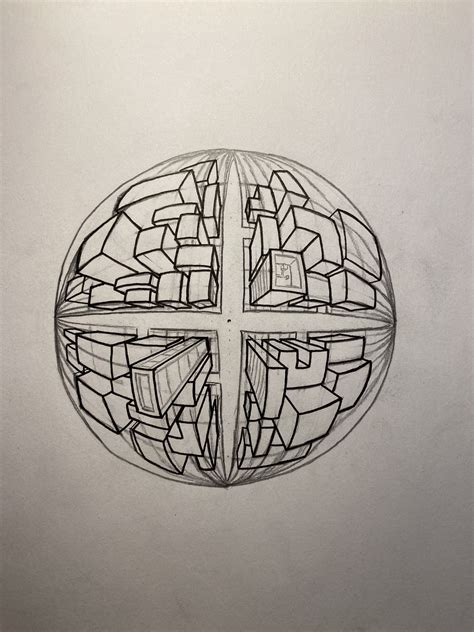 Sphere 5 point perspective grid printable template sphere grid drawing ...