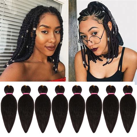 Buy Seimainurs 12Inch Pre-Stretched Braiding Hair Extensions Black 8 ...