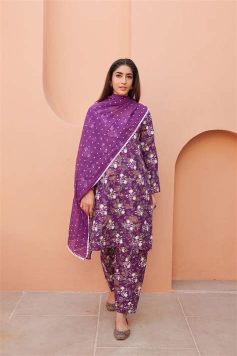 Anjum Purple Straight Set – Gulabo Jaipur