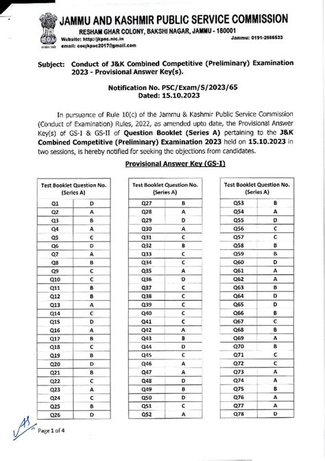 J and K Combined Competitive (Preliminary) Examination 2023 Provisional ...