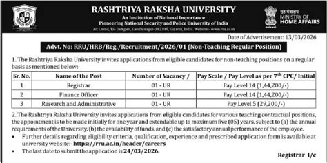 RRU Non Teaching Recruitment 2026 Apply Online | Last Date 13 April 2026