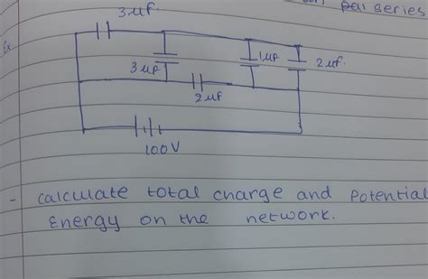 calculate total charge and potential energy on the network - Brainly.in