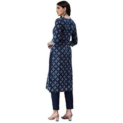 Buy KAMI KUBI Straight fit Cotton Kurta with Detailing of Schiffli ...