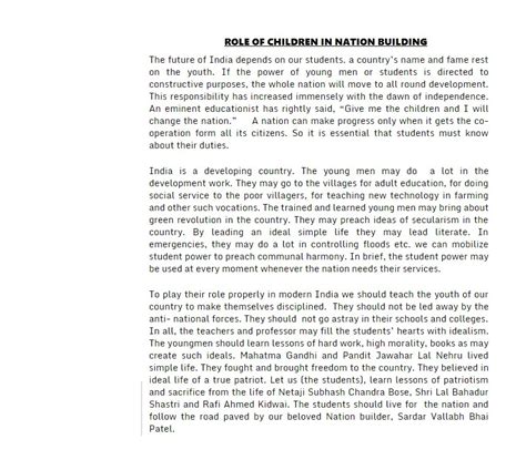 essay on role of children in nation building - Brainly.in