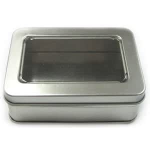 4 ct Windowed Hinged Rectangular Tin Cans Set with Blank Stickers : 5 5 ...