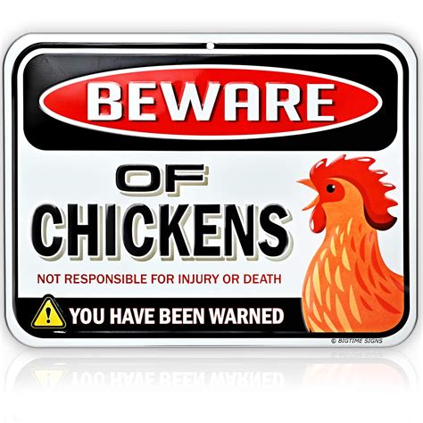 Bigtime Signs Beware of Chickens Metal Warning Sign 9""x12 - Walmart.com