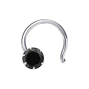 Buy JSAJ Black Onyx Stone Wire Nose Pin in Pure 92.5 Sterling Silver ...