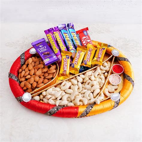 Send Puja Thali Chocolates N Dryfruits Bhai Dooj Hamper Online - BD21 ...